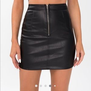 Leather Look A-Line Skirt